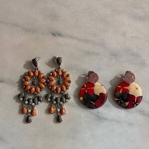 Orange and Red Earrings Sets (long / floral)